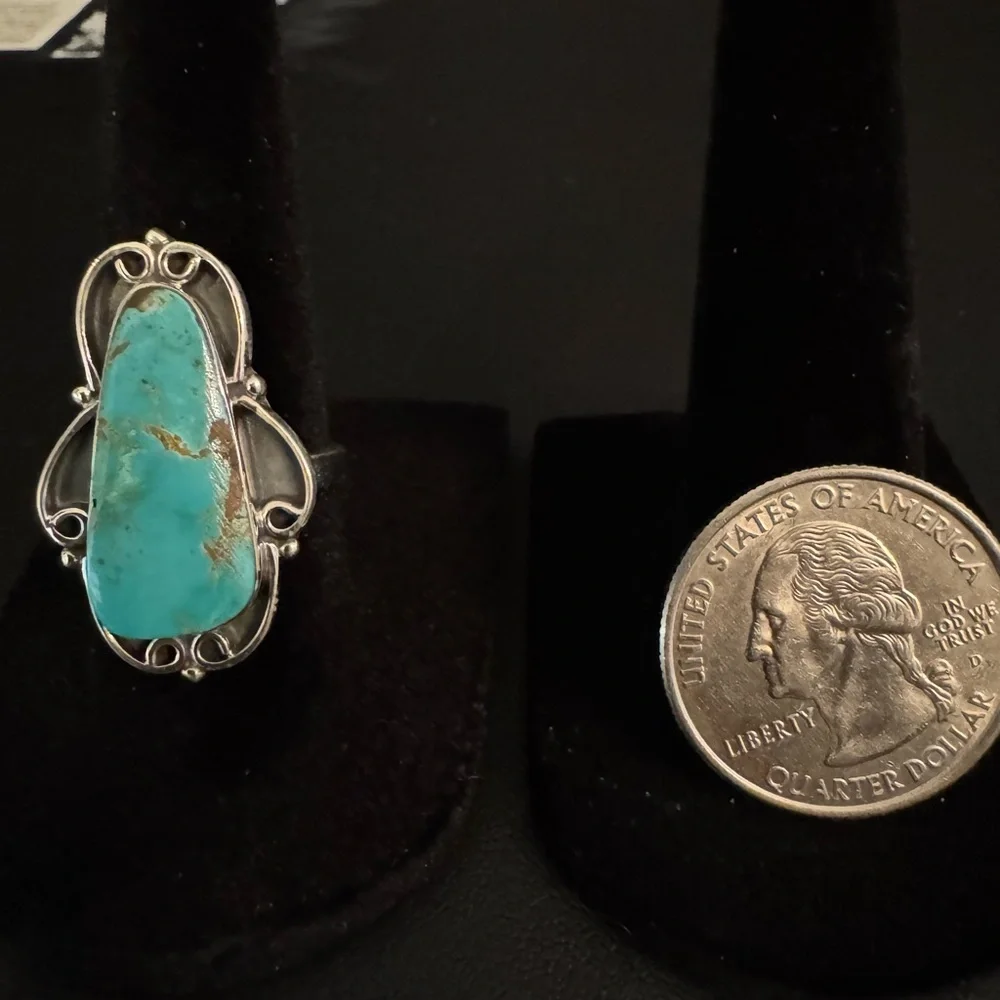 Genuine Turquoise and Sterling Silver‎ Ring
